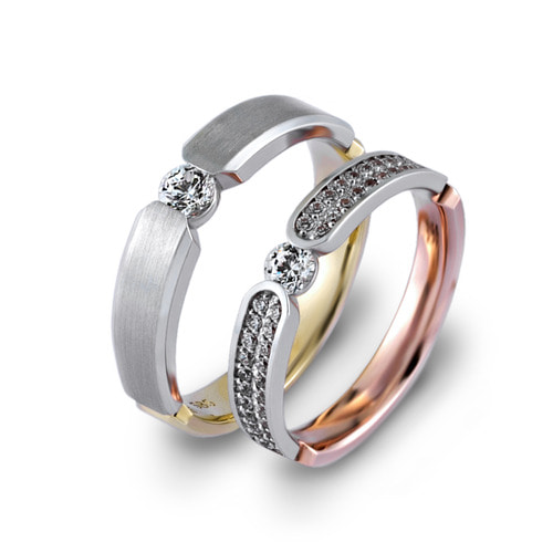 1부 천연 다이아몬드 커플링 14k 18k 웨딩밴드 결혼 반지 포르띠 HNDCR01345